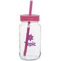 25 Oz. Neon Pink Mason Jar W/Color Lid